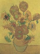 Vincent Van Gogh Still life Vase with Fourteen Sunflowers (nn04) oil painting reproduction
